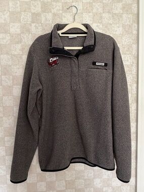 Temple University Owl Embroidered Columbia Unisex Gray Fleece Half-Zip Pullover